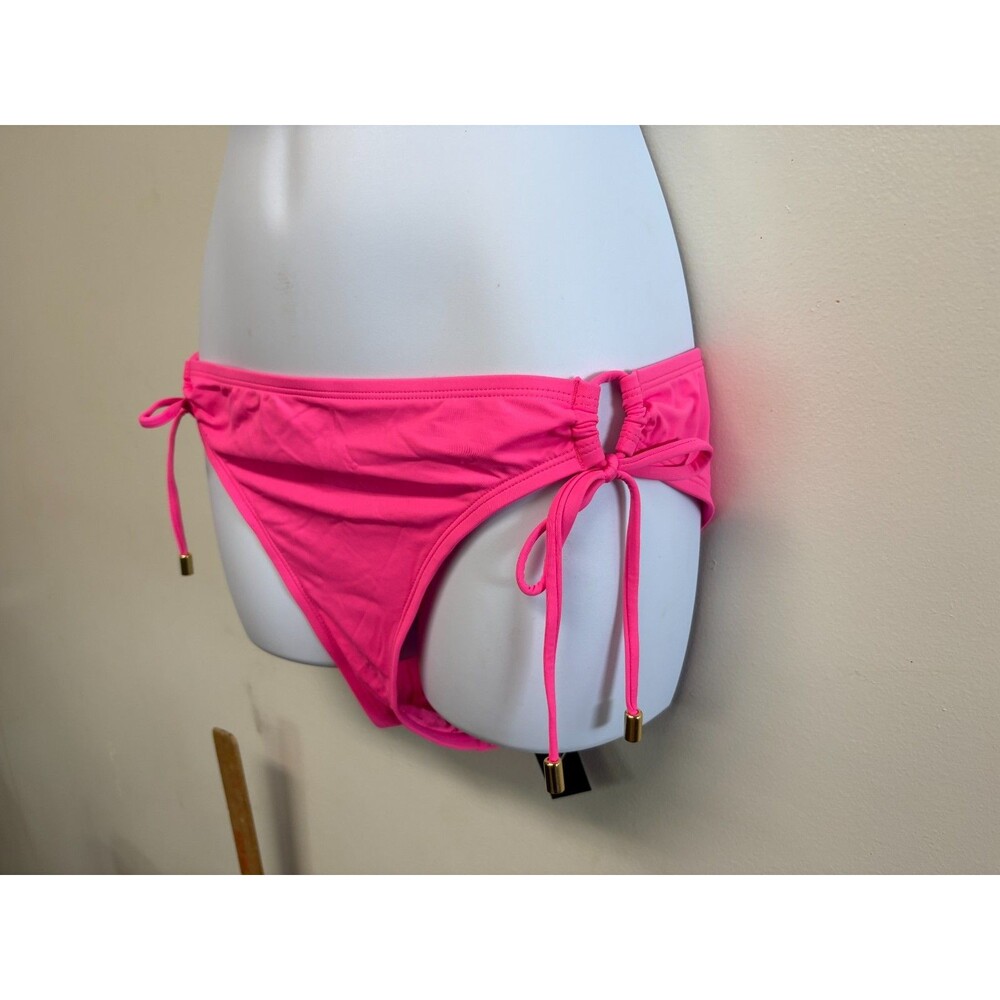 La Blanca Island Goddess Side Tie Hipster Swim Bottom Women's Size 8 Bright Pink
